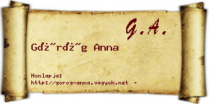 Görög Anna névjegykártya